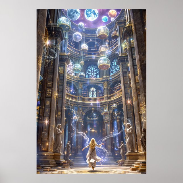 The Celestial Library: Where Magic Meets Knowledge Poster (Front)