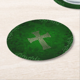 The celtic cross round paper coaster