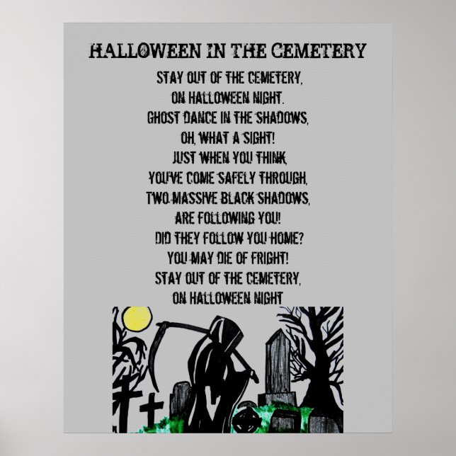 THE CEMETARY ON HALLOWEEN poem Poster (Front)