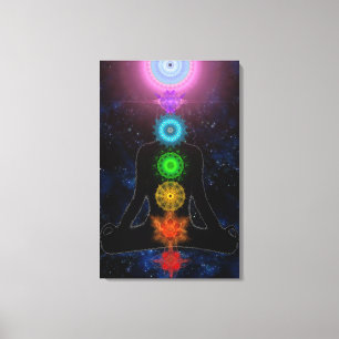 The Chakras - With Stars and Meditation Canvas Print