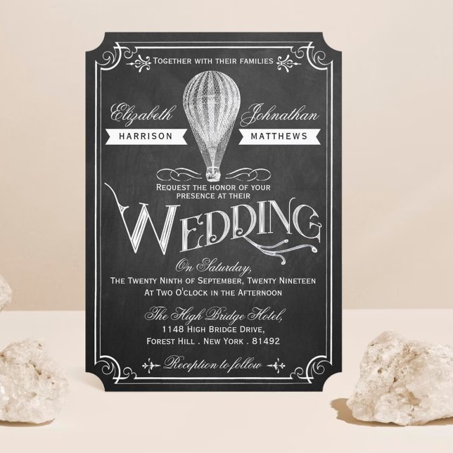 The Chalkboard Hot Air Balloon Wedding Collection Invitation (Creator Uploaded)
