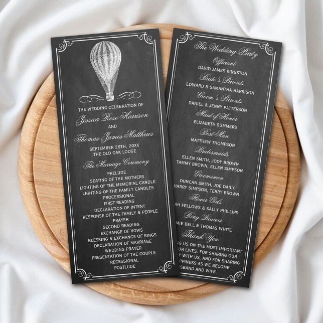 The Chalkboard Hot Air Balloon Wedding Collection Programme (Creator Uploaded)