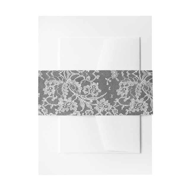The Chalkboard & Lace Wedding Collection Invitation Belly Band (Front Example)