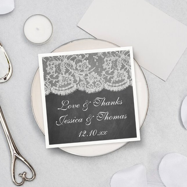 The Chalkboard & Lace Wedding Collection Napkin (Creator Uploaded)