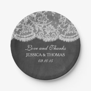 The Chalkboard & Lace Wedding Collection Paper Plate