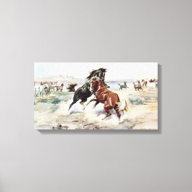 The Challenge (Horses Fighting in American West) Canvas Print (Front)