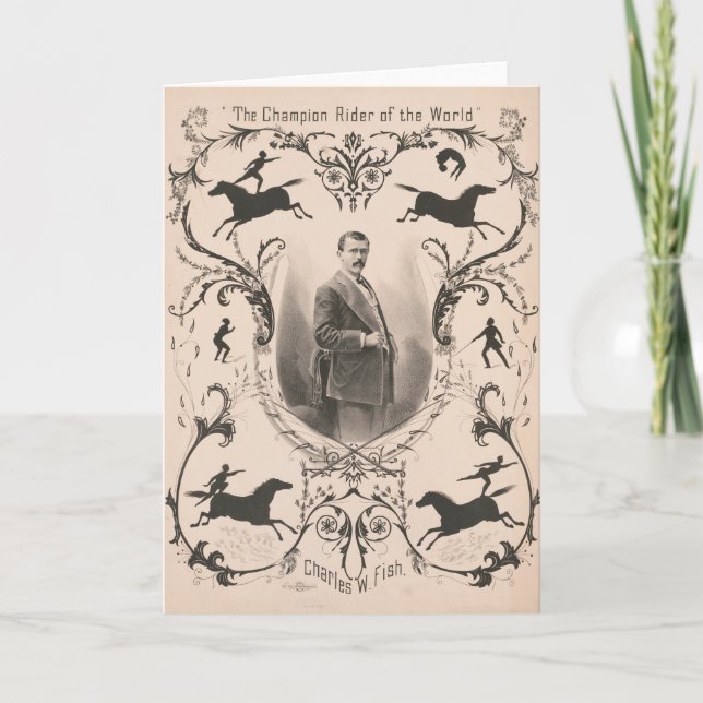 The Champion Rider Of The World, Charles W. Fish. Card (Front)