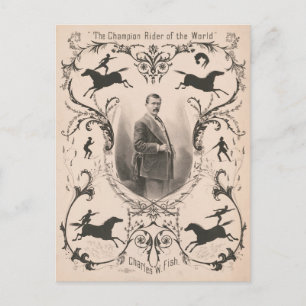 The Champion Rider Of The World, Charles W. Fish. Postcard