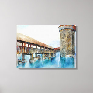 The Chapel Bridge in Lucerne (Switzerland) Canvas Print