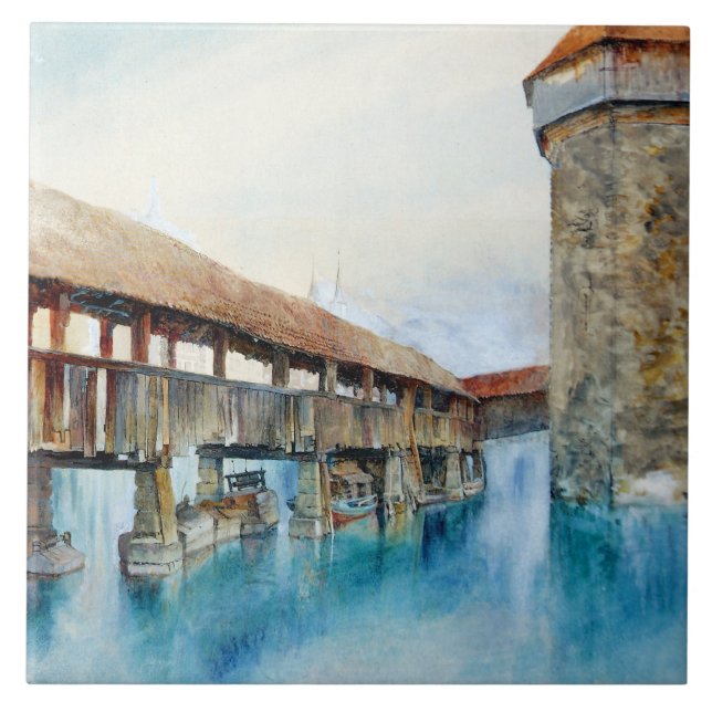 The Chapel Bridge in Lucerne (Switzerland) Tile (Front)
