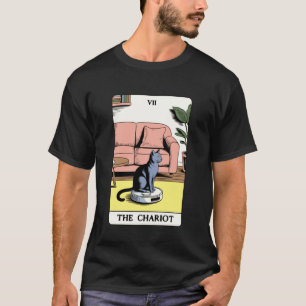 The Chariot Tarot Card Cat Robot Vacuum Cleaner Ca T-Shirt