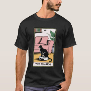 The Chariot Tarot Card Cat Robot Vacuum Cleaner Ca T-Shirt