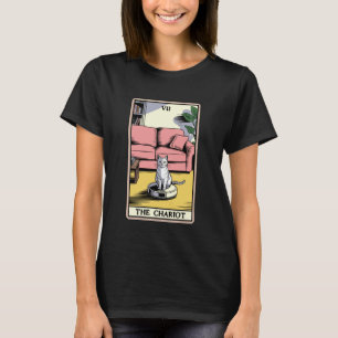 The Chariot Tarot Card Cat Robot Vacuum Cleaner Ca T-Shirt