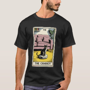 The Chariot Tarot Card Cat Robot Vacuum Cleaner Ca T-Shirt