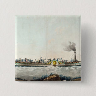 The Charles-Philippe, the first steamboat 15 Cm Square Badge