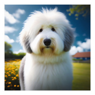 The Charme of an Old English Sheepdog on a beautif Photo Print