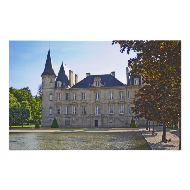 The Chateau Pichon Longueville Baron and pond Photo Print (Front)