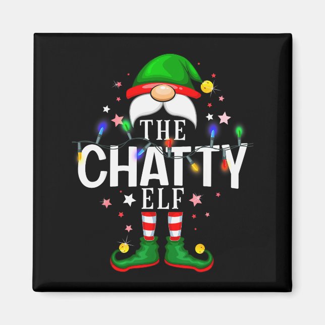 The Chatty Elf Christmas Family Pajama Party  Magnet (Front)