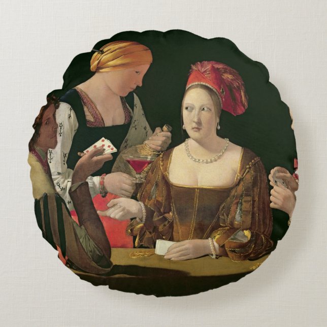 The Cheat with the Ace of Diamonds Round Cushion (Front)