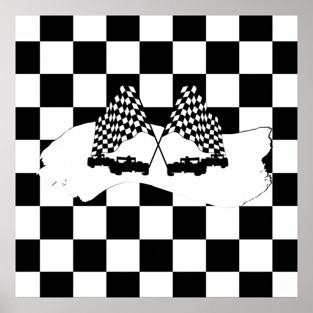 The Checker Flag and Race Cars Poster (Front)