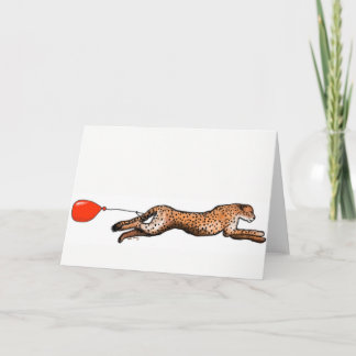 The Cheetah And The Red Balloon Birthday Card