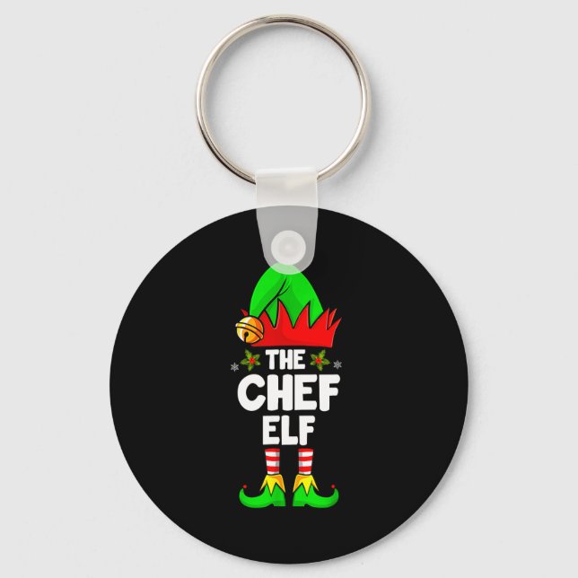 The Chef Elf Shirt Matching Family Chef Christmas  Key Ring (Front)