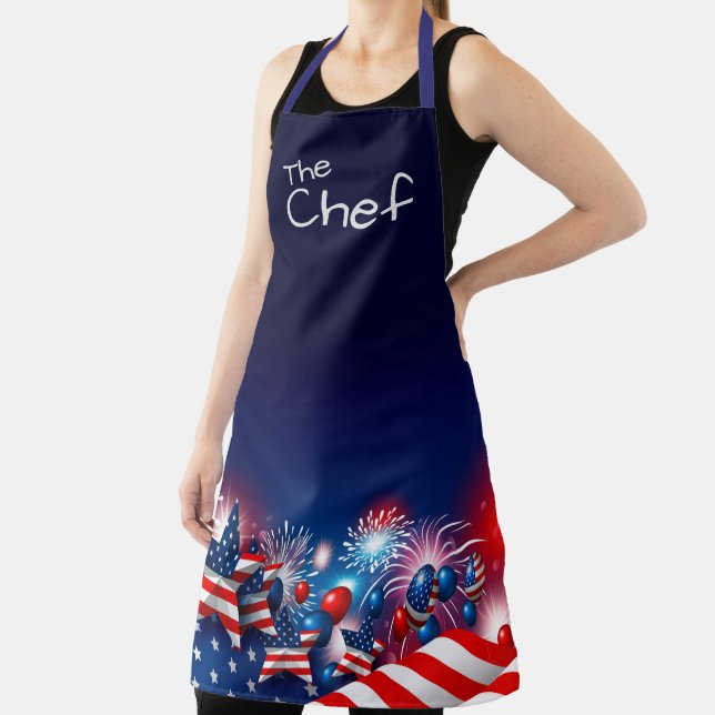 The Chef Stars and Stripes and Fireworks  Apron (Insitu)