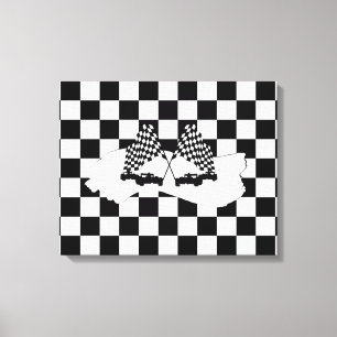 The Chequered Flag and Race Cars Canvas Print