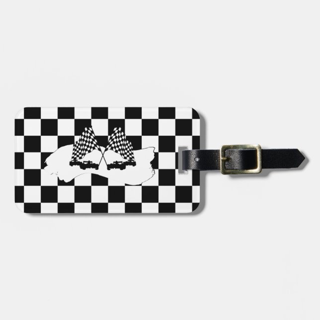 The Chequered Flag and Race Cars Luggage Tag (Front Horizontal)