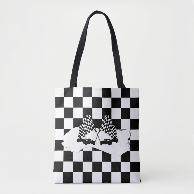 The Chequered Flag and Race Cars Tote Bag (Front)