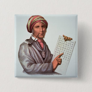 The Cherokee Scholar, Sequoyah (1776-1843) (colour 15 Cm Square Badge