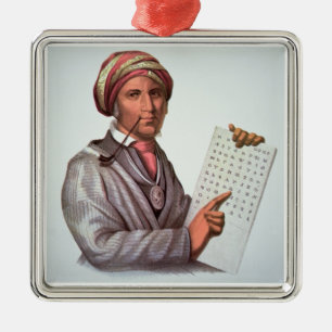 The Cherokee Scholar, Sequoyah (1776-1843) (colour Metal Tree Decoration