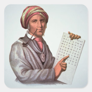 The Cherokee Scholar, Sequoyah (1776-1843) (colour Square Sticker