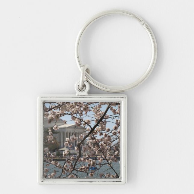The Cherry Blossoms In Bloom In Washington DC Key Ring (Front)