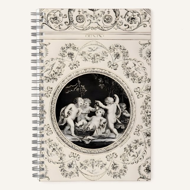 The Cherubs' Grape Harvest: An Engraved Medallion Notebook (Front)