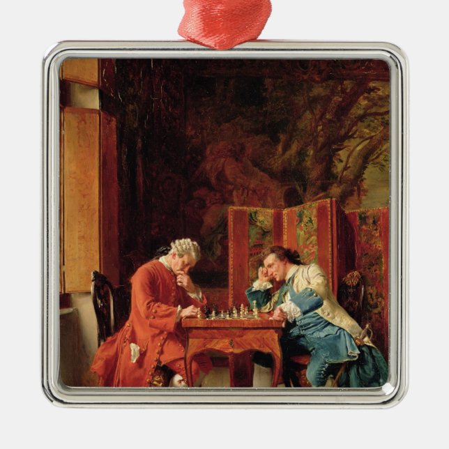 The Chess Players, 1856 Metal Tree Decoration (Front)
