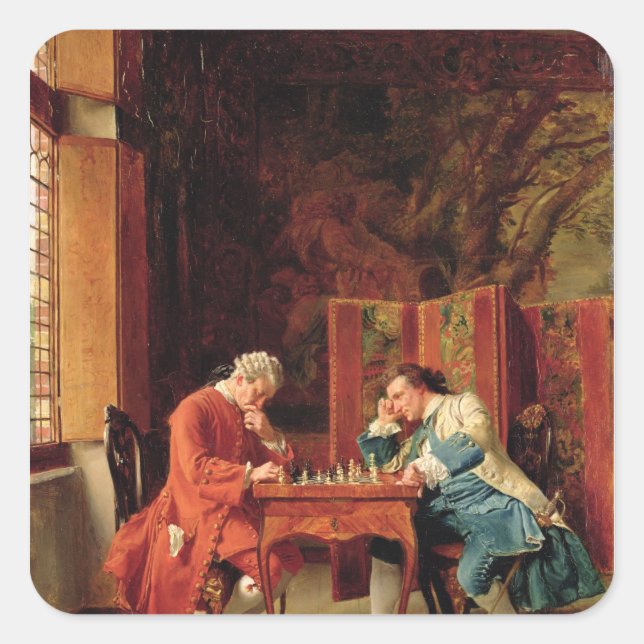The Chess Players, 1856 Square Sticker (Front)