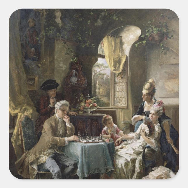 The Chess Players, 1887 2 Square Sticker (Front)