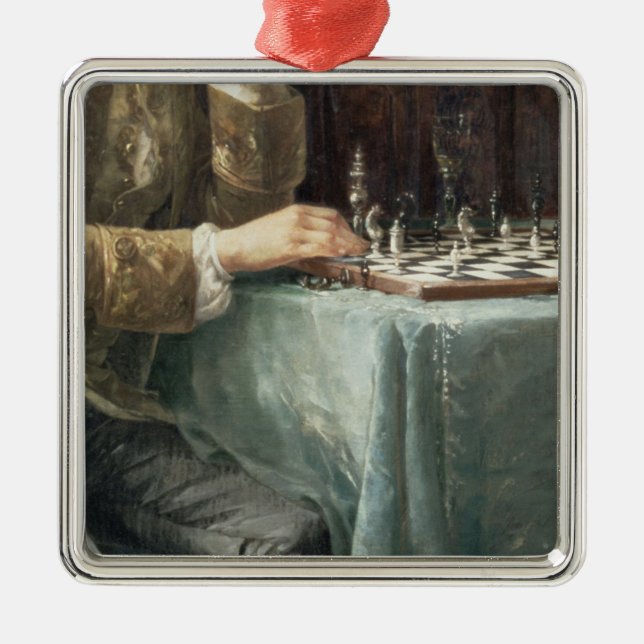 The Chess Players, 1887 Metal Tree Decoration (Front)