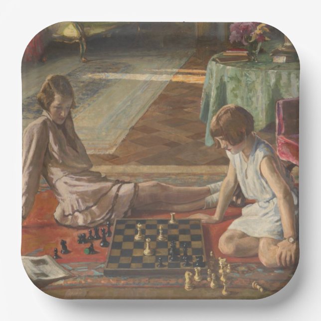 The Chess Players (by John Lavery) Paper Plate (Front)