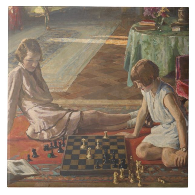 The Chess Players (by John Lavery) Tile (Front)