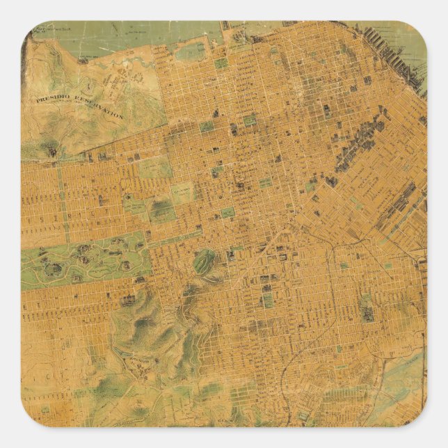 The Chevalier  Map of San Francisco Square Sticker (Front)