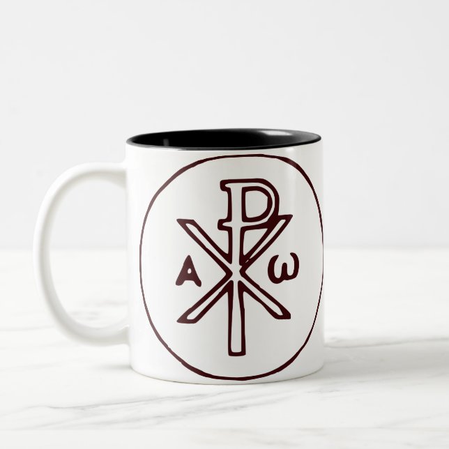 The Chi-Rho Christogram symbol  Two-Tone Coffee Mug (Left)