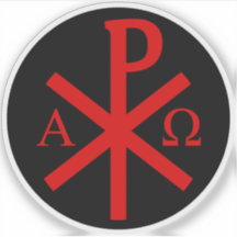The Chi-Rho Cross - v2 (red on black)