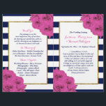 The Chic Modern Luxe Wedding Collection Pink Roses<br><div class="desc">The chic modern luxe wedding collection features a classic navy blue and white stripe background accentuated with beautiful pink roses and a faux gold foil frame. These bi-fold programs are easy to personalise and will be the perfect order of service for any wedding, bridal shower, birthday party, engagement celebration or...</div>