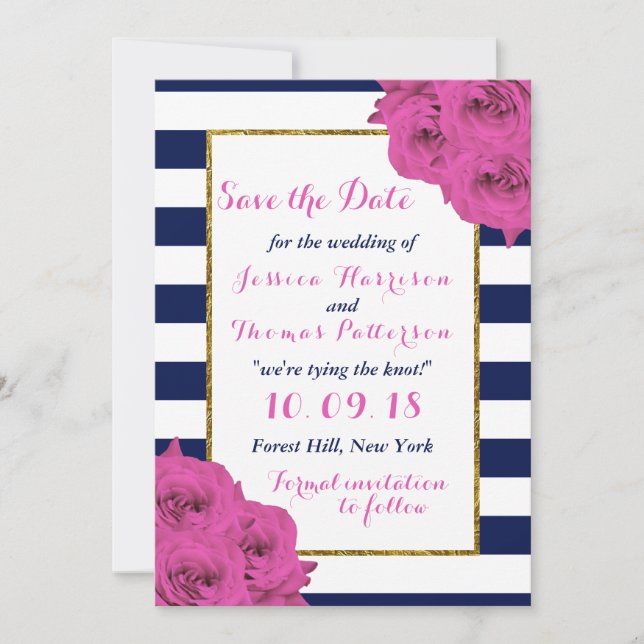 The Chic Modern Luxe Wedding Collection Pink Roses Save The Date (Front)