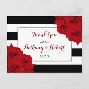 The Chic Modern Luxe Wedding Collection- Red Roses Announcement Postcard