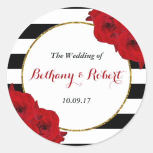 The Chic Modern Luxe Wedding Collection- Red Roses Classic Round Sticker