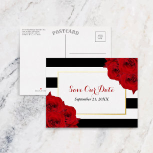 The Chic Modern Luxe Wedding Collection- Red Roses Foil Invitation Postcard