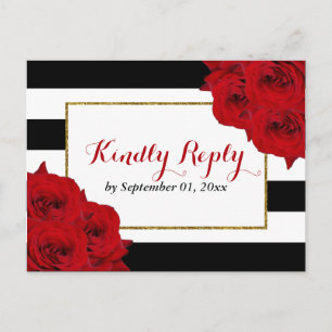The Chic Modern Luxe Wedding Collection- Red Roses Invitation Postcard